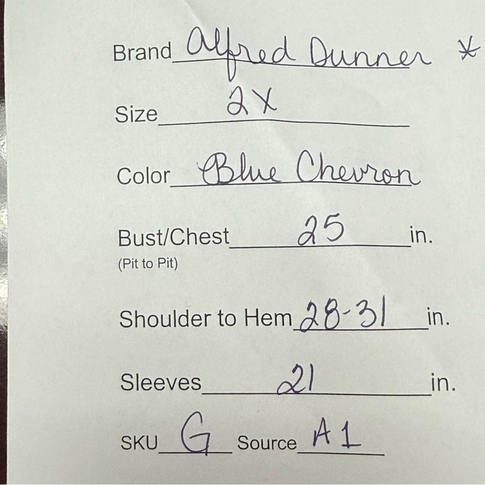Alfred Dunner 2X Blue Metallic Chevron Top | Shimmery Knit Holiday Blouse - Picture 6 of 6